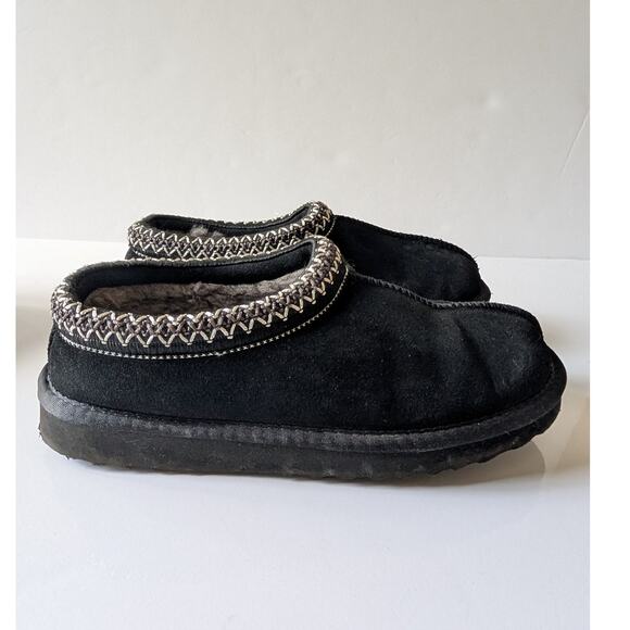 QUINCE Black Suede 100% Australian‎ Shearling Lined Clog Slippers Women's 8 - Picture 2 of 13